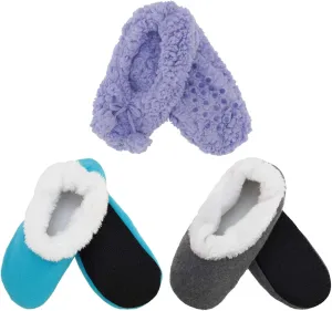 BambooMN Adult Size Medium/Large Super Soft Warm Cozy Fuzzy Indoor Home Travel Slippers Non-Slip Lined Socks