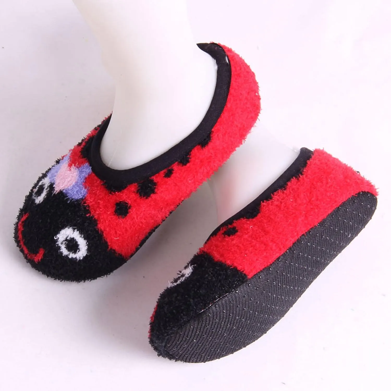 BambooMN Kid/Youth Warm Microfiber Travel Animal Cozy Fuzzy Slippers Non-Slip Lined Socks/Shoes, 3 Pairs