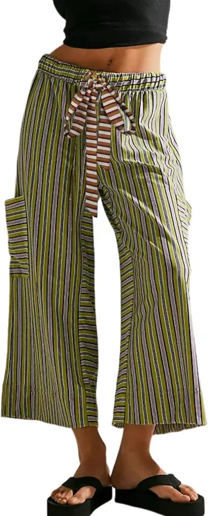 Bankeng Women Drawstring Striped Pants Loose Wide Leg Lounge Pants Casual Palazzo Pants Trousers with Pockets