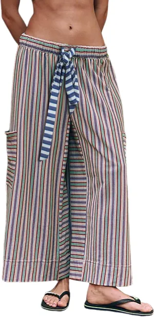 Bankeng Women Drawstring Striped Pants Loose Wide Leg Lounge Pants Casual Palazzo Pants Trousers with Pockets