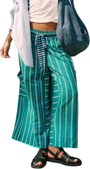 Bankeng Women Drawstring Striped Pants Loose Wide Leg Lounge Pants Casual Palazzo Pants Trousers with Pockets
