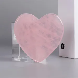 BAWHO Rose Quartz Sawtooth Gua Sha Scraper Heart Shaped Face Massager for Skin Lifting Slimming Wrinkle Remove Acupuncture 1Pcs