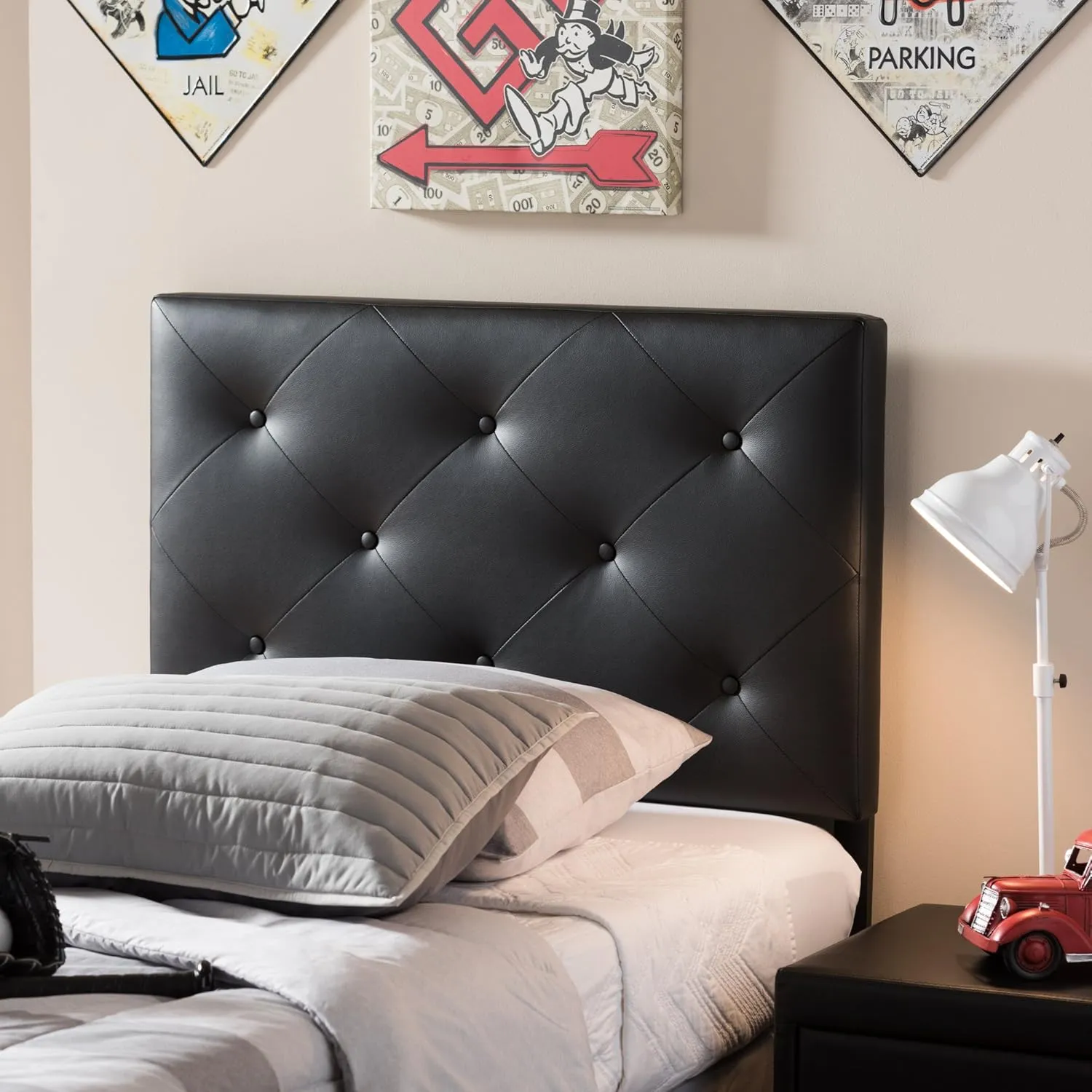 Baxton Studio Benoit Headboard, Twin, Black