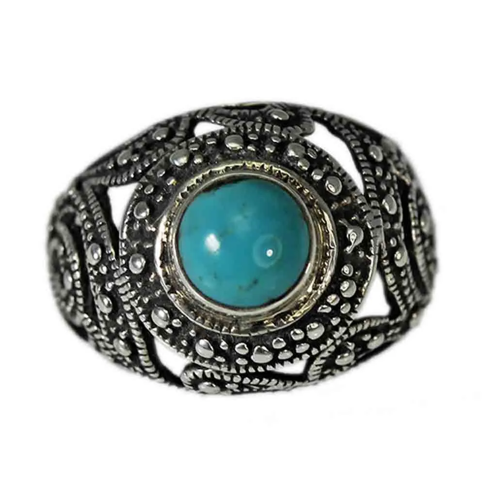 Beaded and Filigree Turquoise Ring