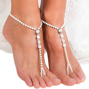 Beaded Barefoot sandals Bridal jewelry Filigree Beads Beach wedding Barefoot Sandals Bridal barefoot sandal Footless sandals Bridal Shoes