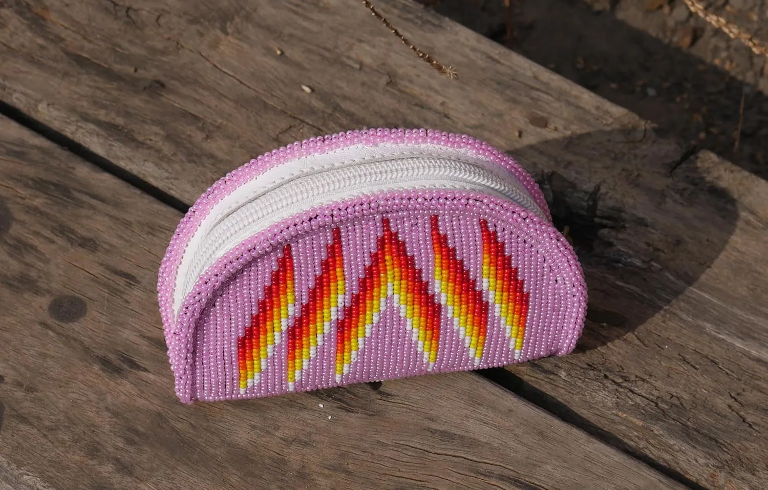 Beaded Coin Purse, Change Purse For Women, Zippered Change Pouch Wallet, Small Leather Pouch, designer key pouch (Baby Pink)