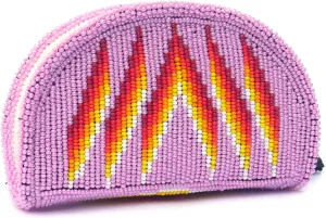 Beaded Coin Purse, Change Purse For Women, Zippered Change Pouch Wallet, Small Leather Pouch, designer key pouch (Baby Pink)