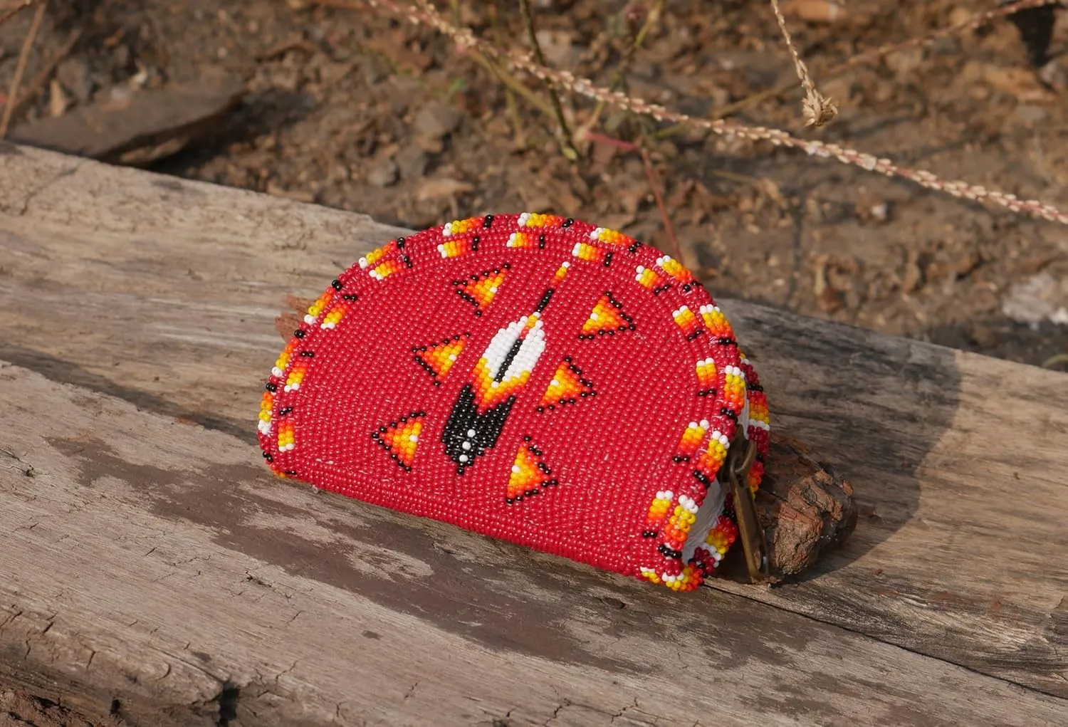 Beaded Coin Purse, Change Purse For Women, Zippered Change Pouch Wallet, Small Leather Pouch, designer key pouch (brownish-red)