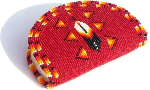 Beaded Coin Purse, Change Purse For Women, Zippered Change Pouch Wallet, Small Leather Pouch, designer key pouch (brownish-red)