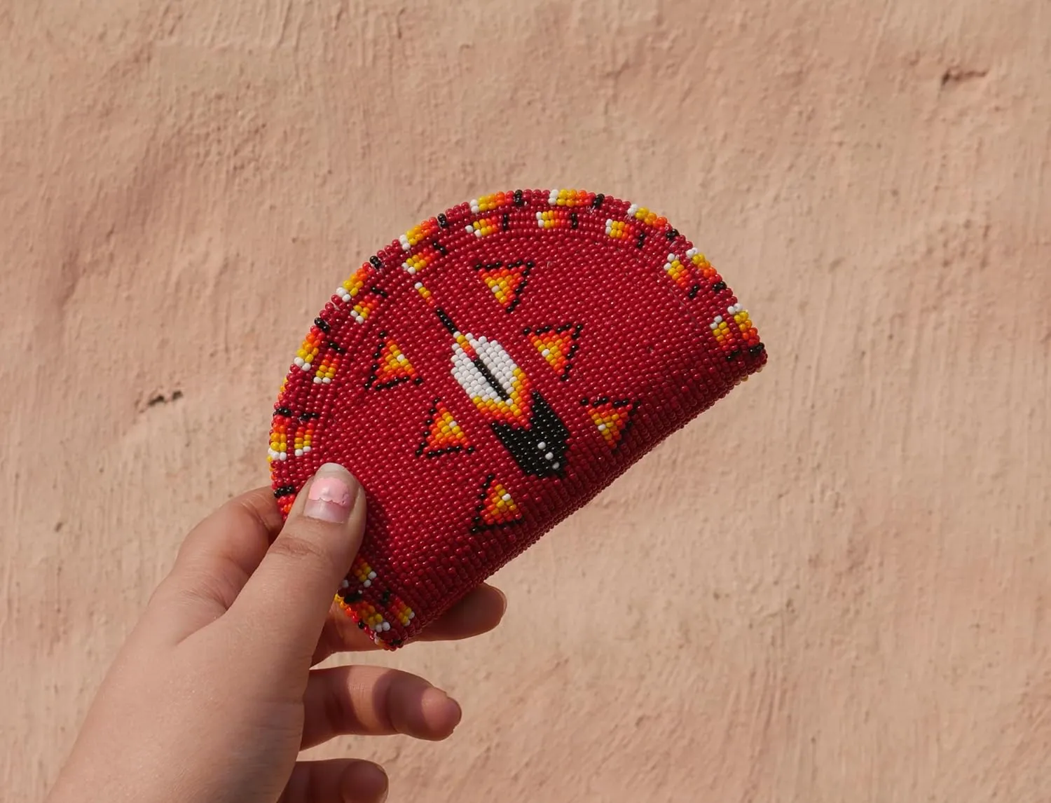 Beaded Coin Purse, Change Purse For Women, Zippered Change Pouch Wallet, Small Leather Pouch, designer key pouch (brownish-red)