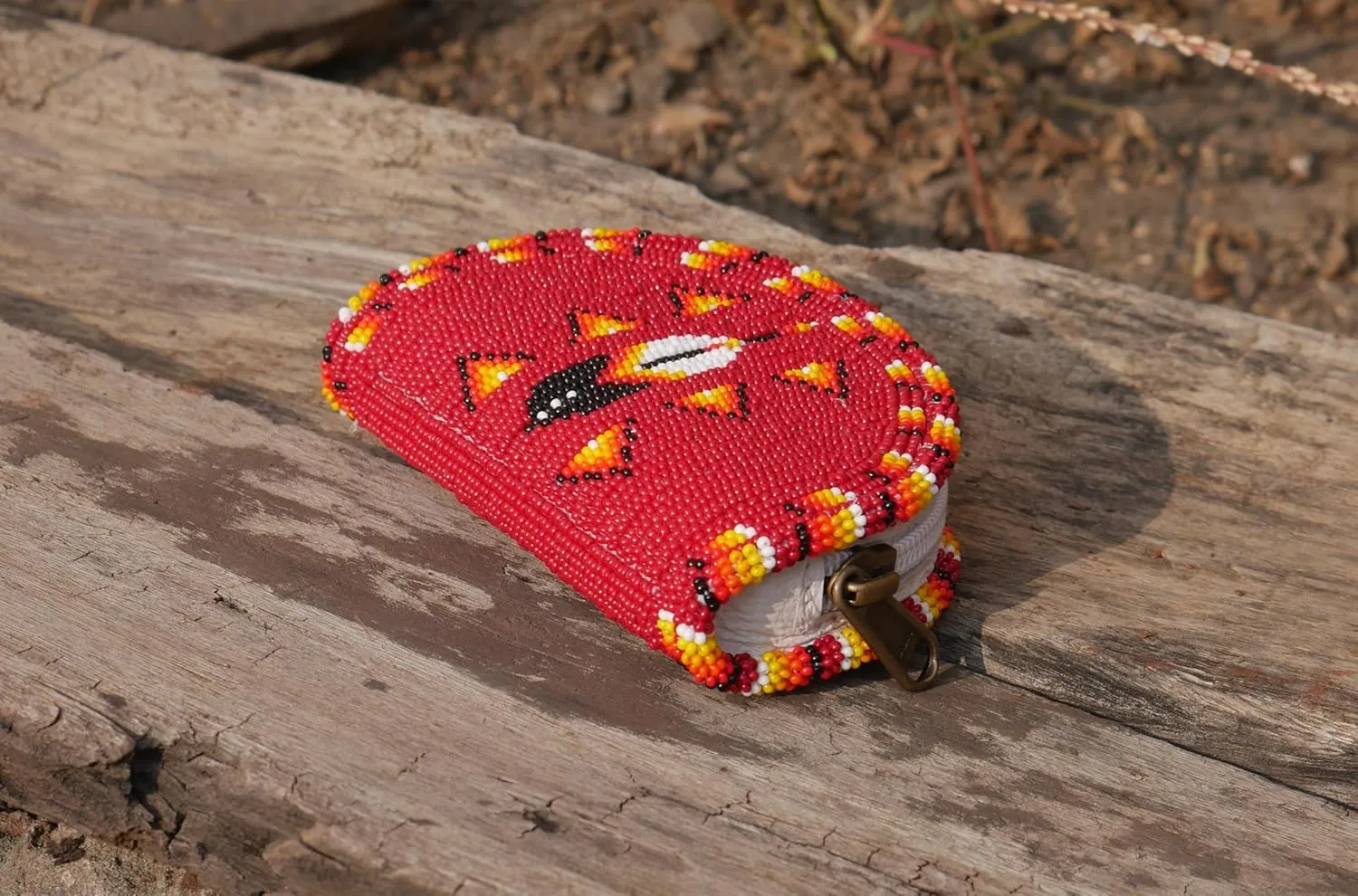 Beaded Coin Purse, Change Purse For Women, Zippered Change Pouch Wallet, Small Leather Pouch, designer key pouch (brownish-red)