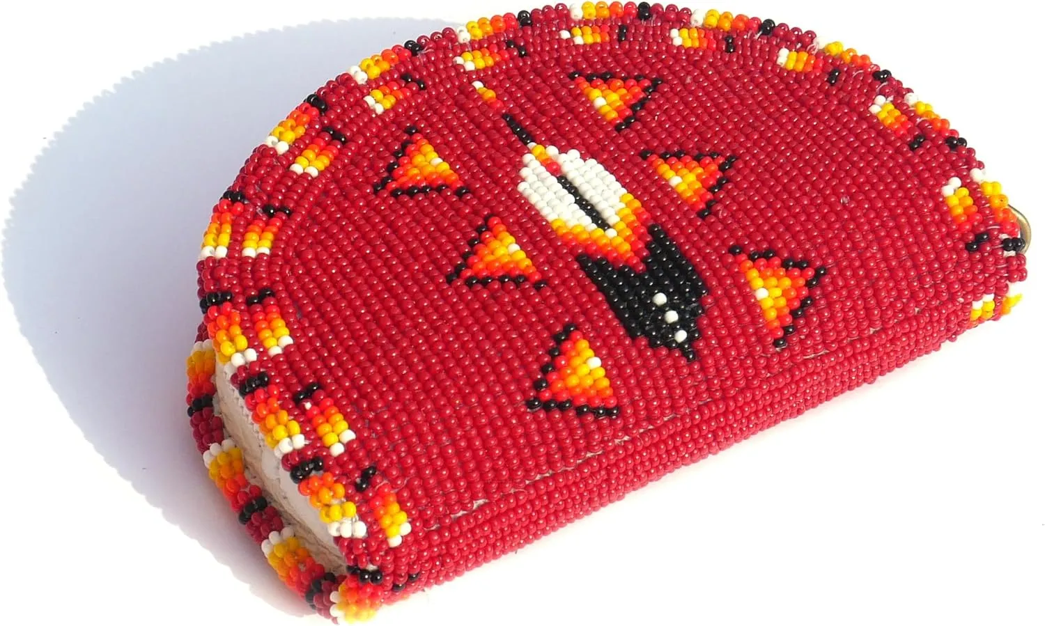 Beaded Coin Purse, Change Purse For Women, Zippered Change Pouch Wallet, Small Leather Pouch, designer key pouch (brownish-red)