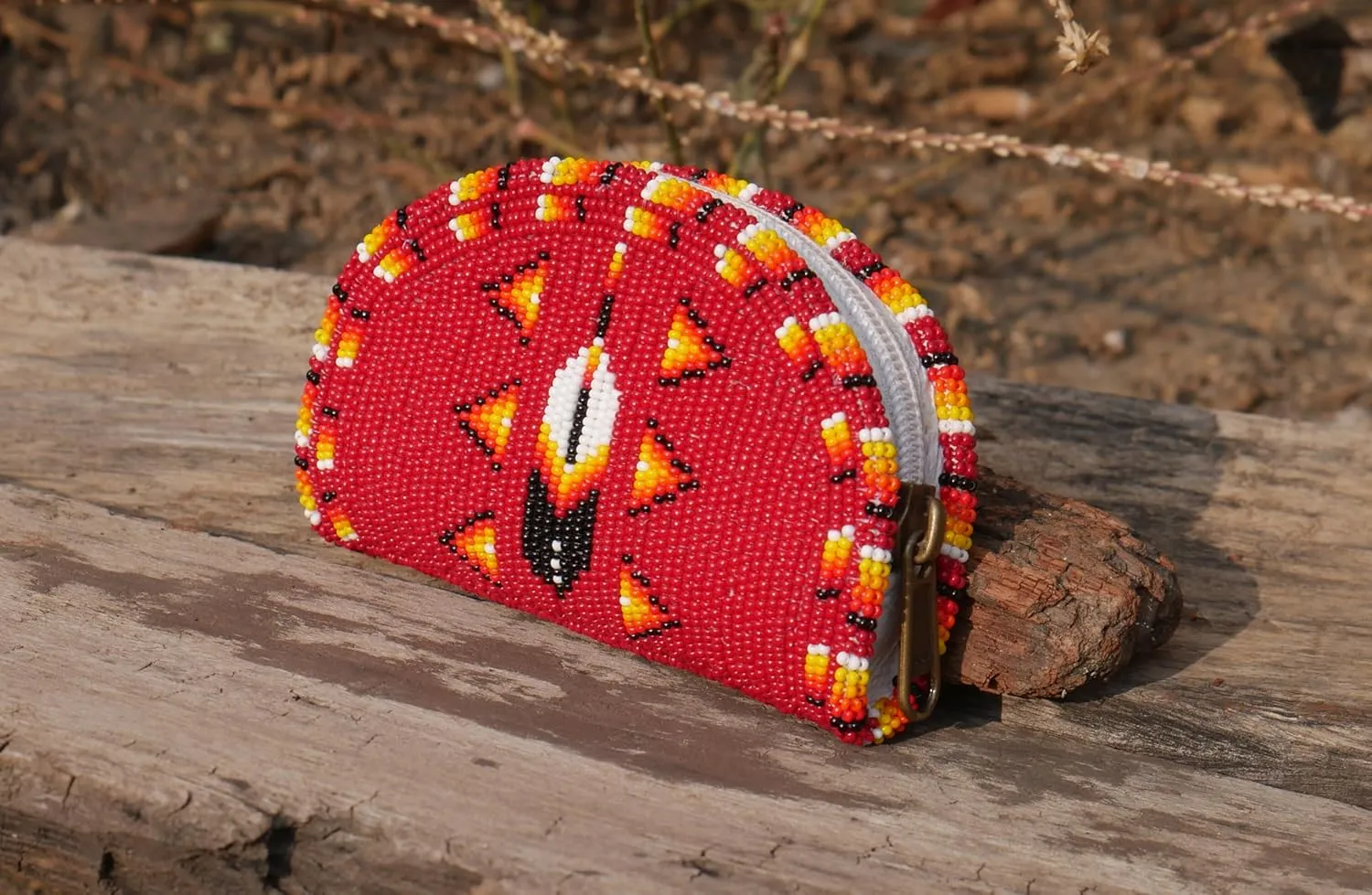 Beaded Coin Purse, Change Purse For Women, Zippered Change Pouch Wallet, Small Leather Pouch, designer key pouch (brownish-red)