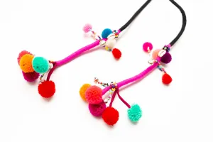 Beaded Pompom Handle-Bright and Earth Tones