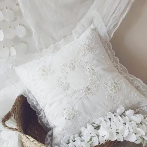 Beaded Sequin & Rope Embroidery Throw Pillow Cover 18x18 Inch, Set of 2 - Floral Lace Shabby Chic French Design for Living Room, Bedroom, Sofa, Home Decor, Ideal Gift for Women