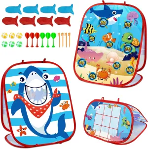 Bean Bag Toss Outdoor Outside Games Toys for Kids Ages 4 8 Under The Sea Summer Kids Outdoor Games Shark Toys Dart Game for Toddlers 3-5 Beach Ocean Themed Party Gifts for Boys Girls Family Yard Game