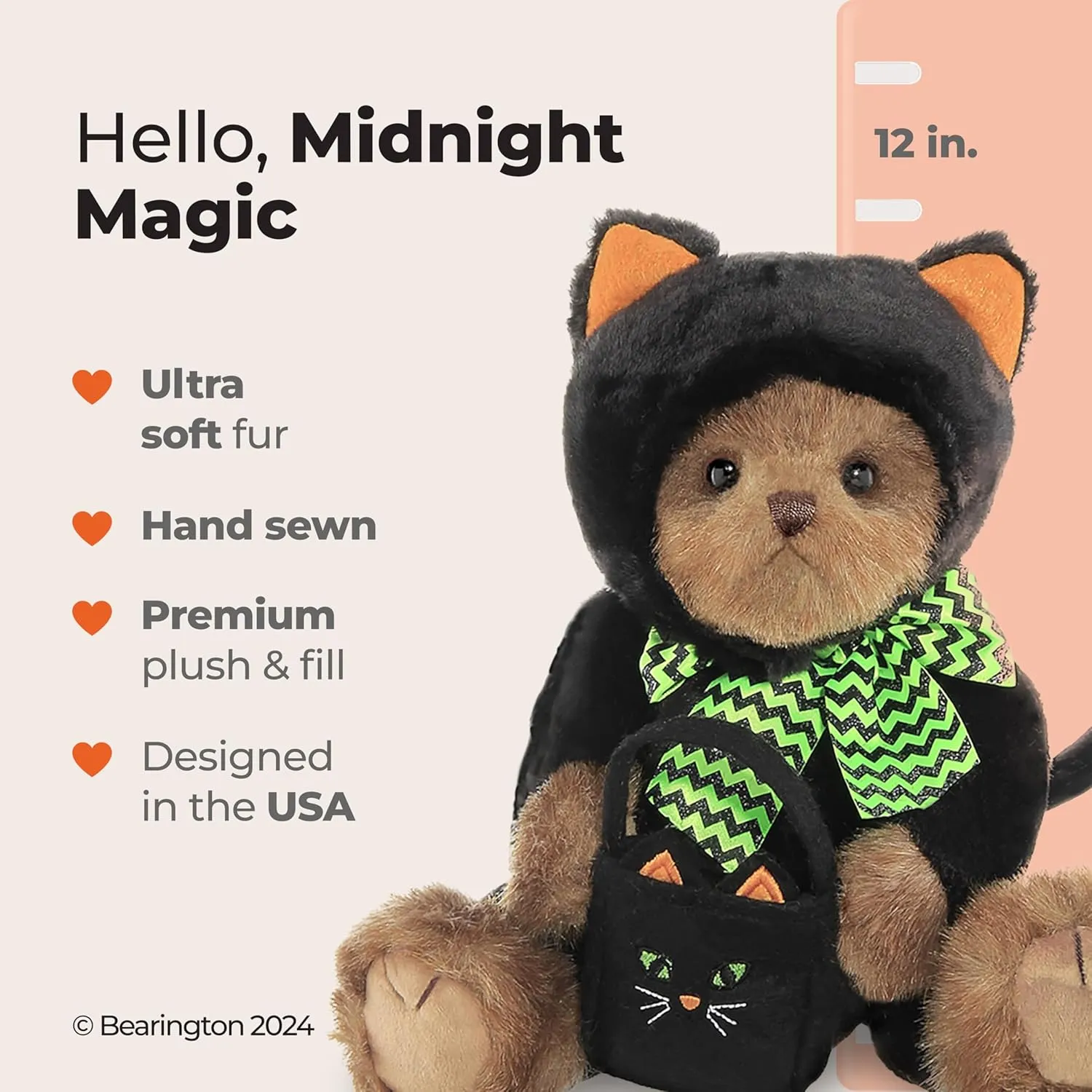 Bearington Midnight Magic Halloween Plush, 12 Inch Stuffed Animals Halloween Teddy Bear