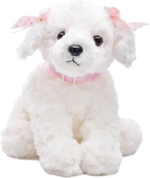 Bearington Sassy Plush Stuffed Animal White Puppy Dog 10 inches