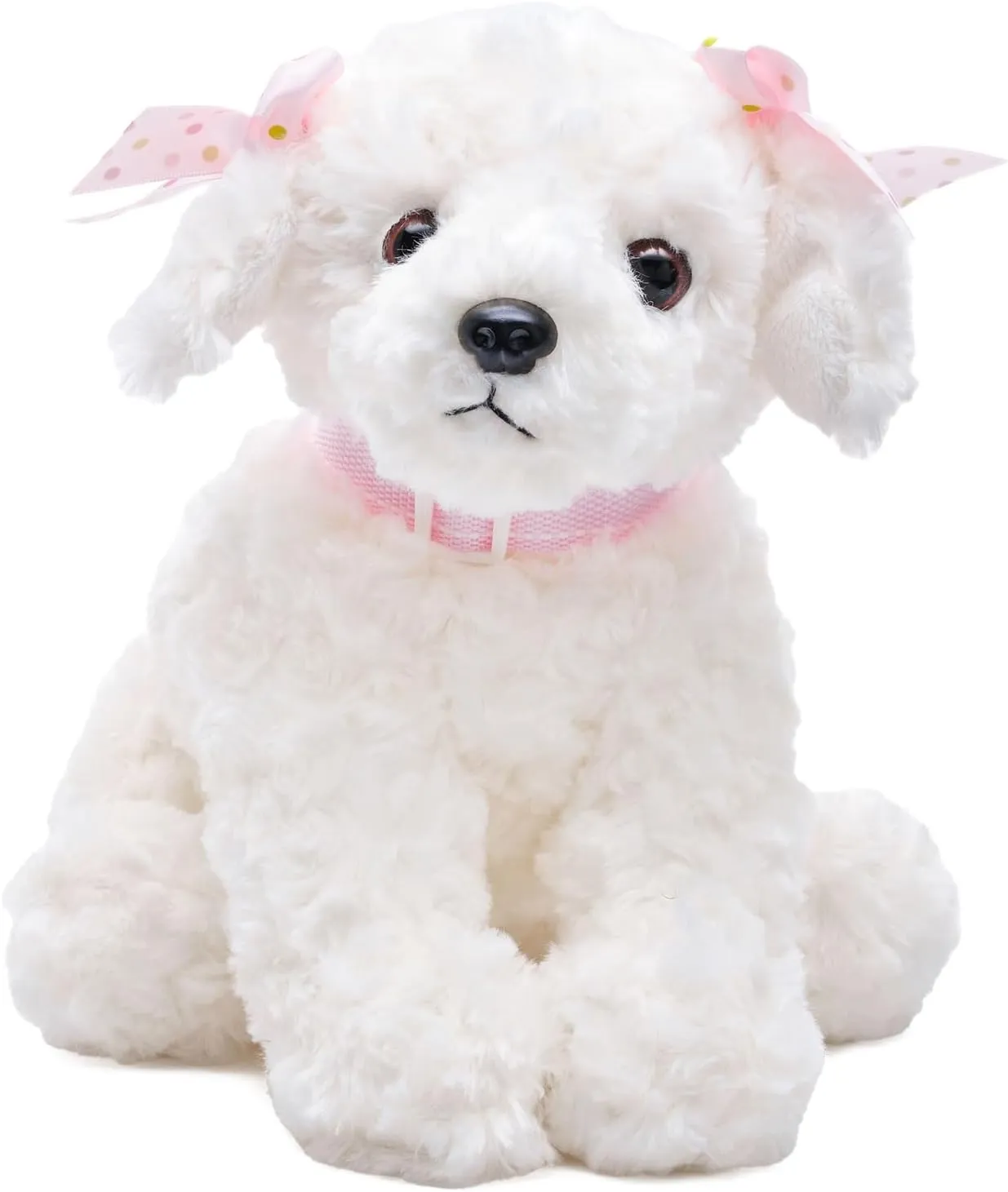 Bearington Sassy Plush Stuffed Animal White Puppy Dog 10 inches