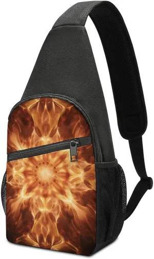 Beautiful Flame Pattern Sling Bag Travel Sling Backpack Man Purse for Men Hiking Crossbody Bags Chest Bag Shoulder Chest Pack