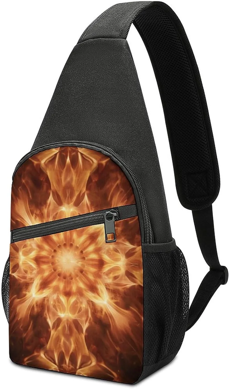 Beautiful Flame Pattern Sling Bag Travel Sling Backpack Man Purse for Men Hiking Crossbody Bags Chest Bag Shoulder Chest Pack
