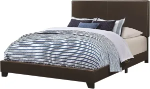 Benjara Benzara Leather Upholstered Twin Size Platform Bed, Brown,