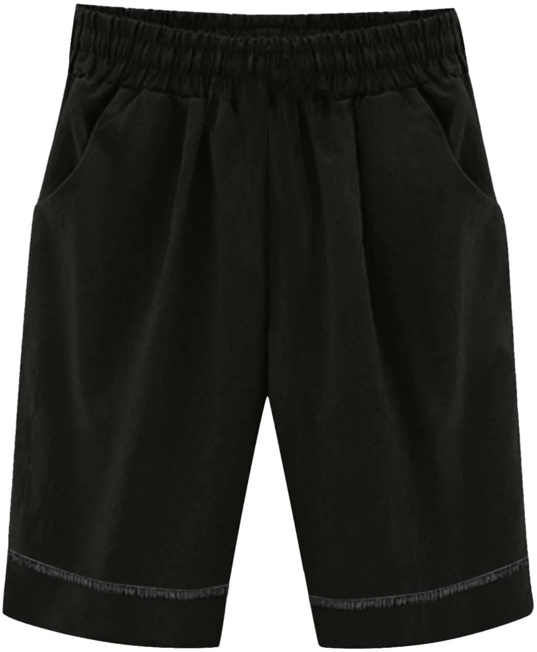 Bermuda Drawstring Beach Shorts Wide Leg Linen Shorts Elastic High Waisted Pleated Casual Loose Bermuda Shorts, Large