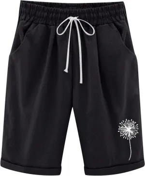 Bermuda Shorts for Women 2025 Casual Summer Beach Drawstring Shorts with Pocket Knee Length Loose Cute Vacation Short
