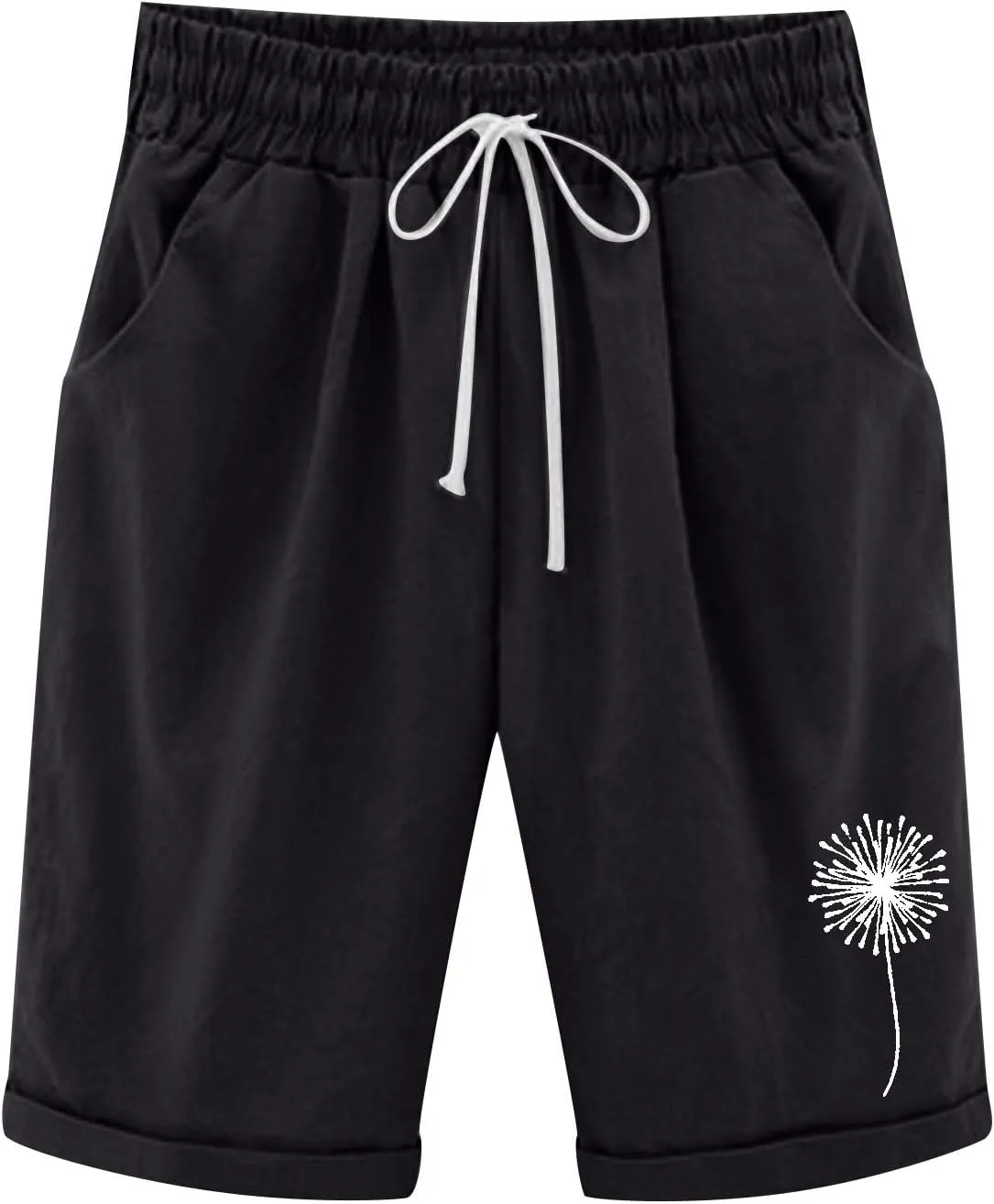 Bermuda Shorts for Women 2025 Casual Summer Beach Drawstring Shorts with Pocket Knee Length Loose Cute Vacation Short