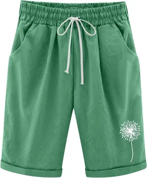 Bermuda Shorts for Women 2025 Casual Summer Beach Drawstring Shorts with Pocket Knee Length Loose Cute Vacation Short