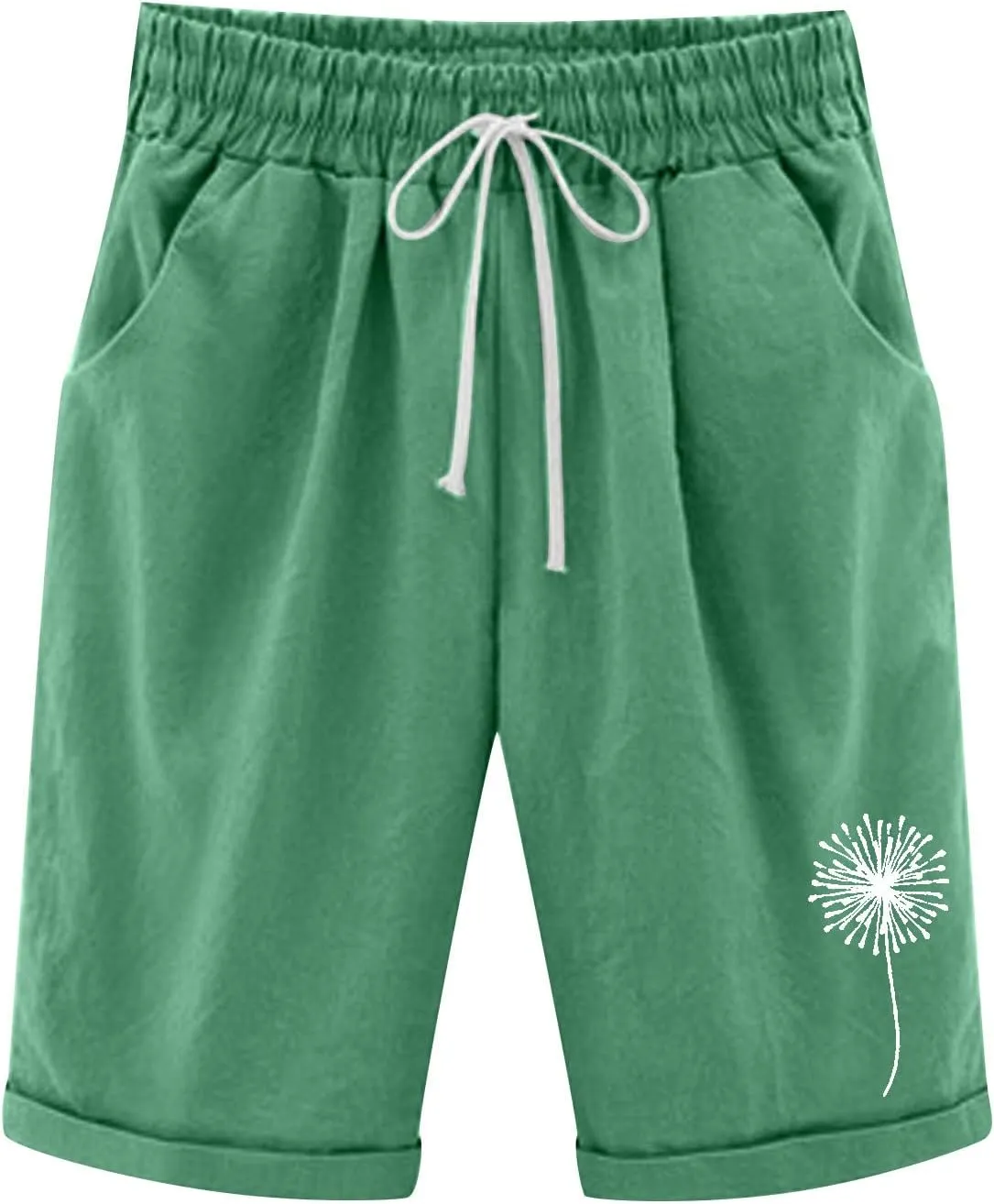 Bermuda Shorts for Women 2025 Casual Summer Beach Drawstring Shorts with Pocket Knee Length Loose Cute Vacation Short