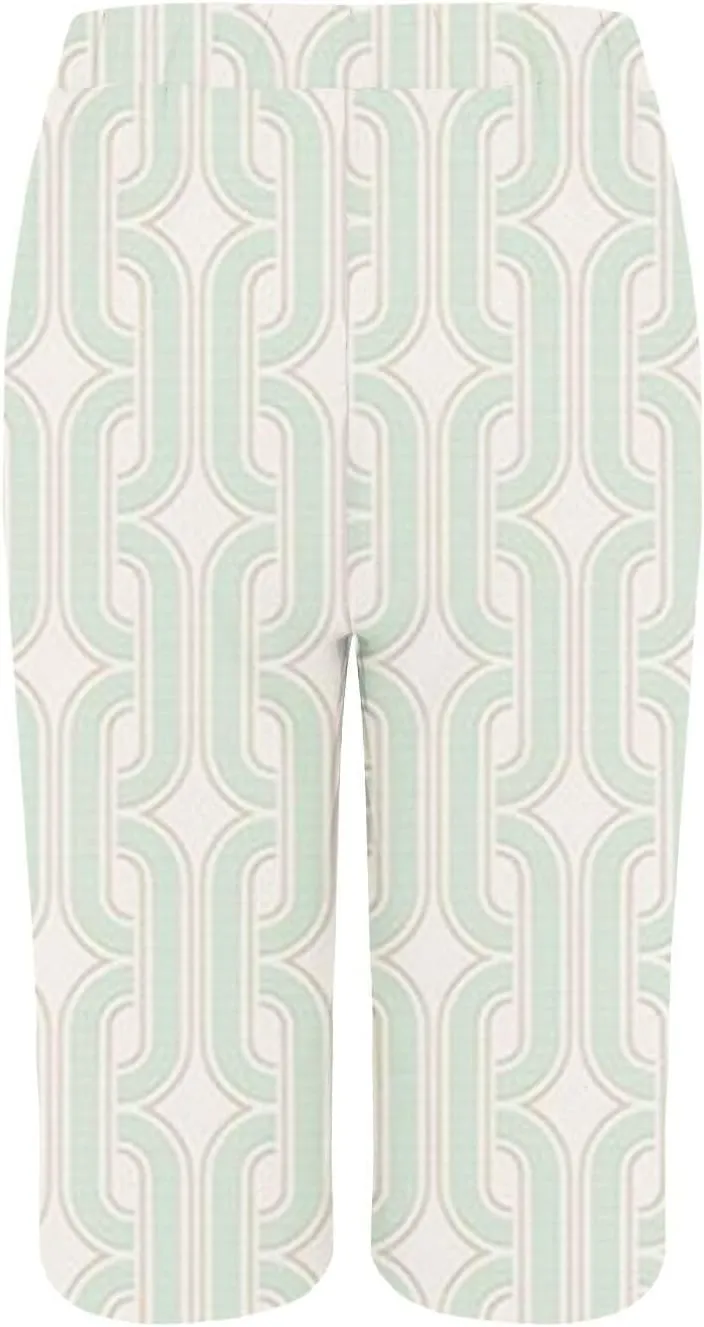 Bermuda Shorts for Women Knee Length Cotton Linen Capris Elastic Waisted Pants Summer Beach Long Shorts with Pockets