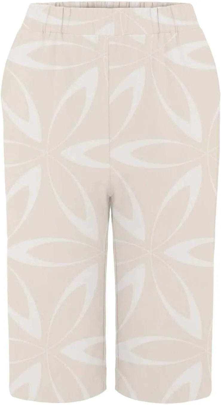 Bermuda Shorts for Women Knee Length Cotton Linen Capris Elastic Waisted Pants Summer Beach Long Shorts with Pockets