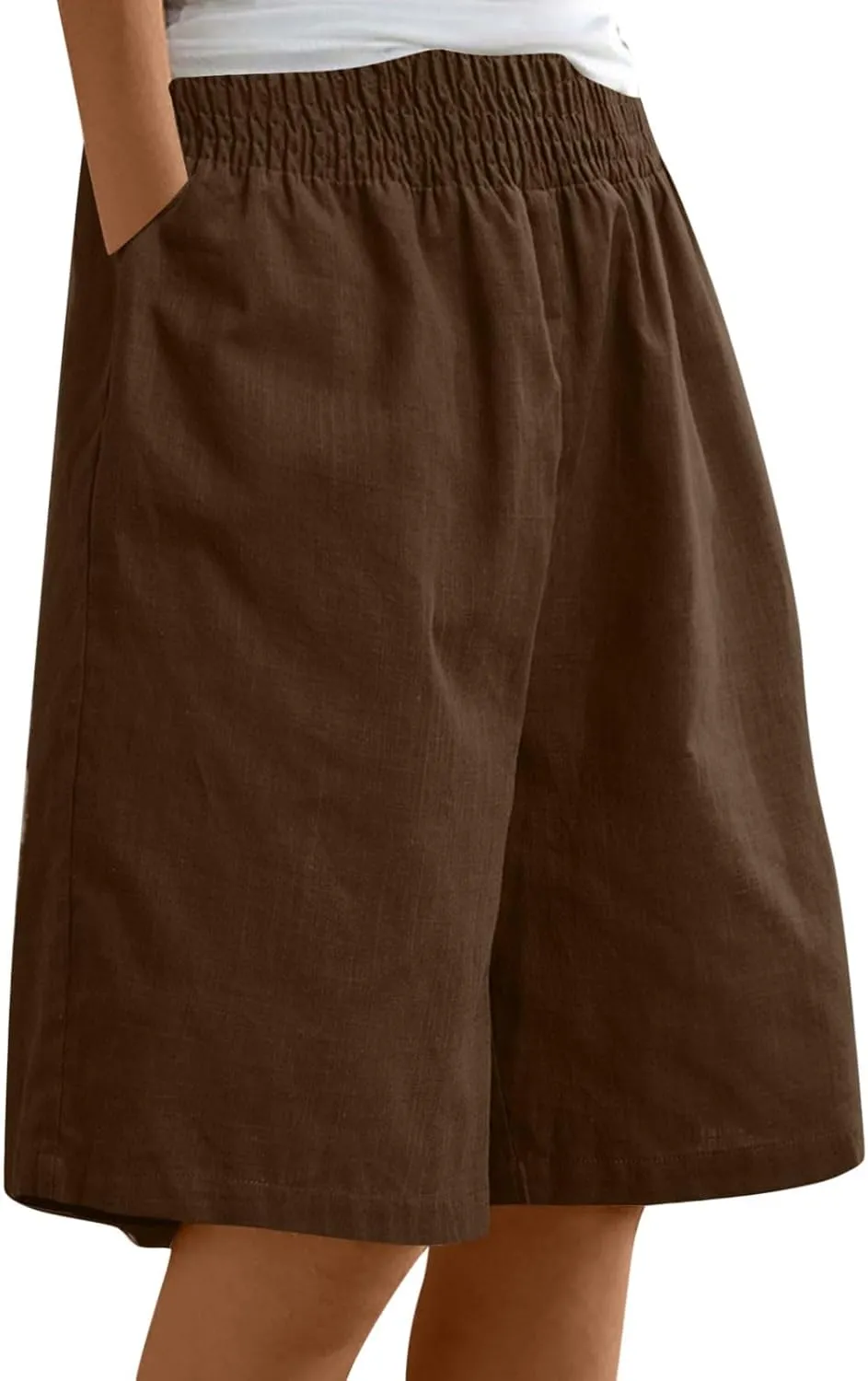 Bermuda Shorts for Women Knee Length High Waisted Summer Long Shorts Trendy Beach Vacation Lounge Pants with Pockets