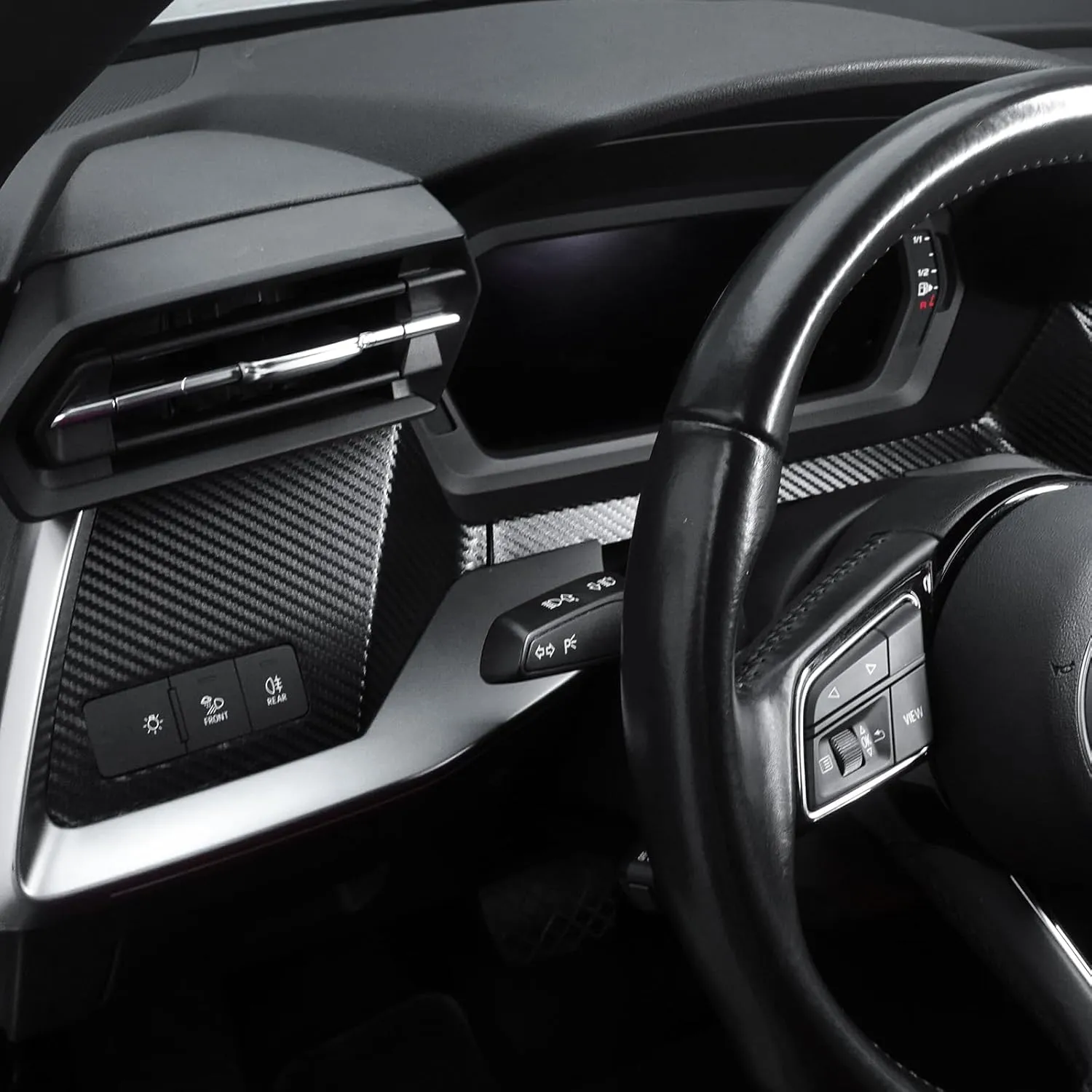 BETTERHUMZ Car Interior Console Dashboard Panel Trim Compatible with Audi A3 8Y S3 RS3 Sportback 2021-2025 for Alcantara Driver Side Panel Sticker Car Interior Molding Accessories (Carbon)