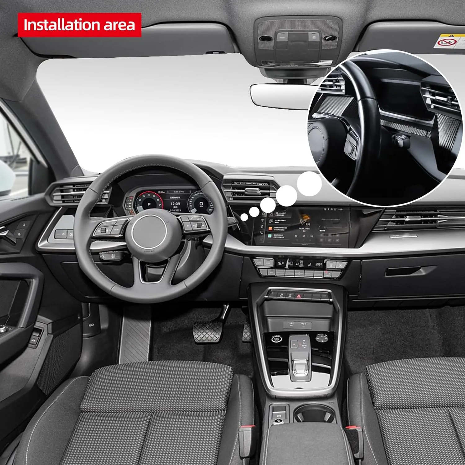 BETTERHUMZ Car Interior Console Dashboard Panel Trim Compatible with Audi A3 8Y S3 RS3 Sportback 2021-2025 for Alcantara Driver Side Panel Sticker Car Interior Molding Accessories (Carbon)