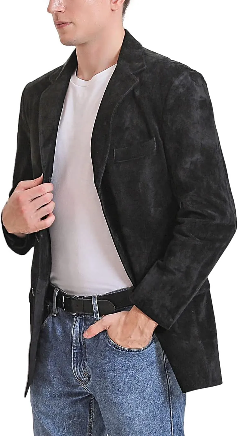BGSD Men Liam 3-Button Leather Blazer Sport Coat Jacket (Also available in Big and Tall and Short)