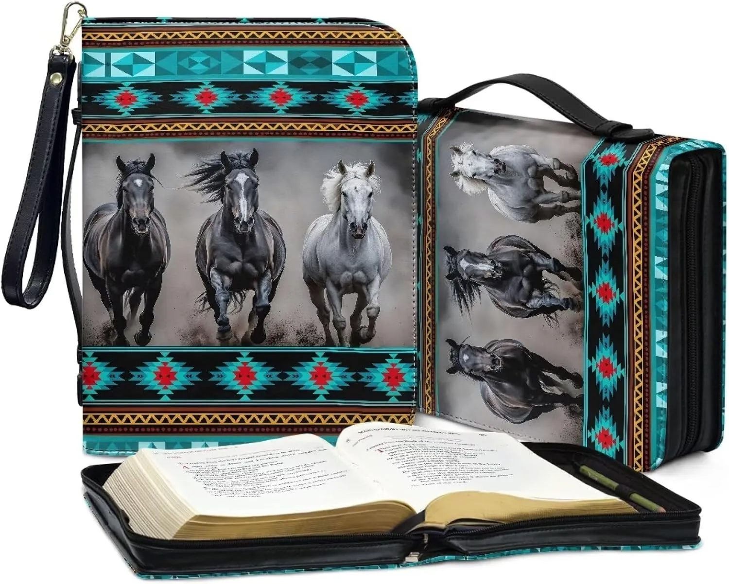 Bible Cover Carrying Book Case Church Bag Bible Protective with Handle and Ribbon Gift for Lady Men L-2XL