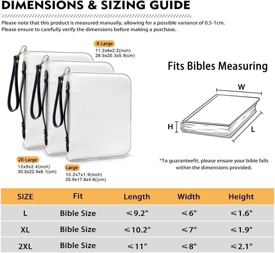 Bible Cover Carrying Book Case Church Bag Bible Protective with Handle and Ribbon Gift for Lady Men L-2XL