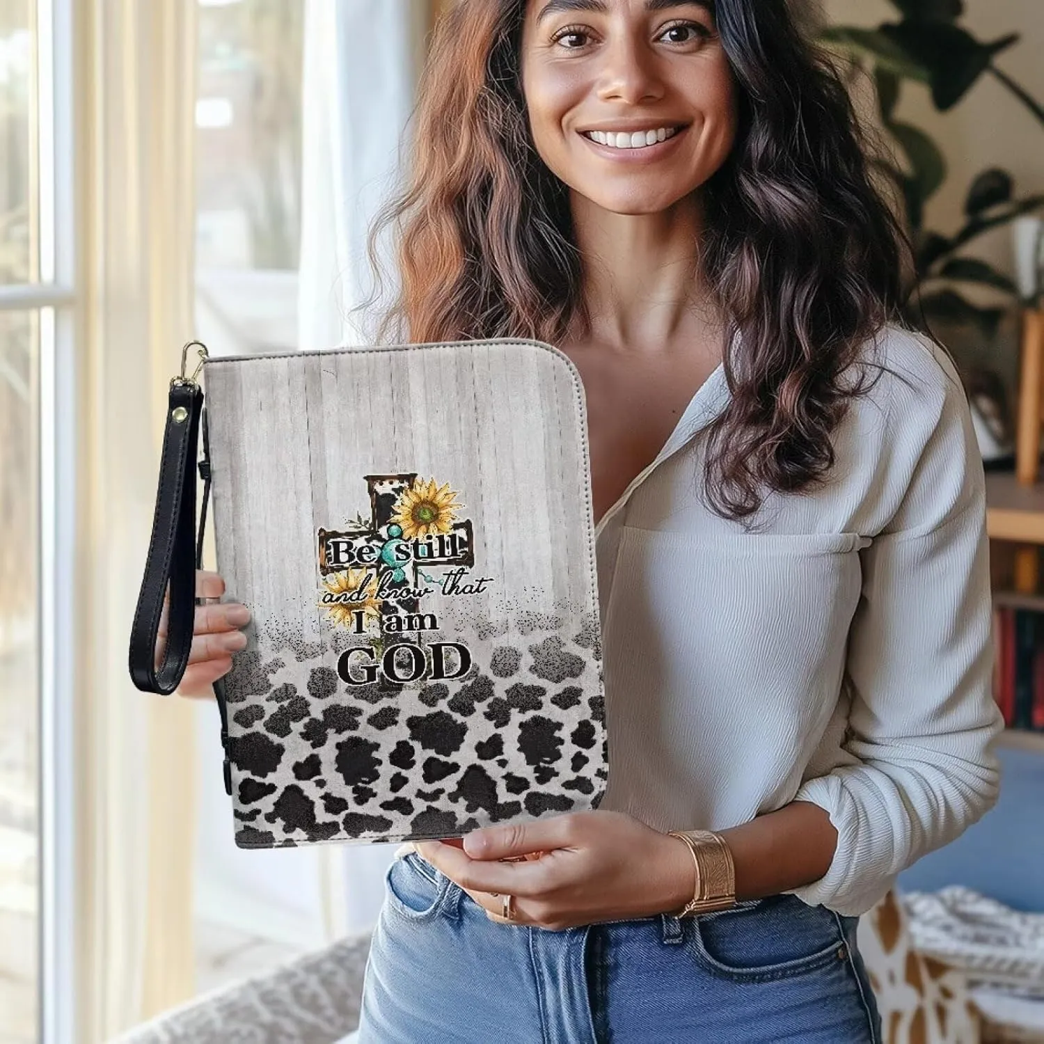 Bible Cover Carrying Book Case Church Bag Bible Protective with Handle and Ribbon Gift for Lady Men L-2XL