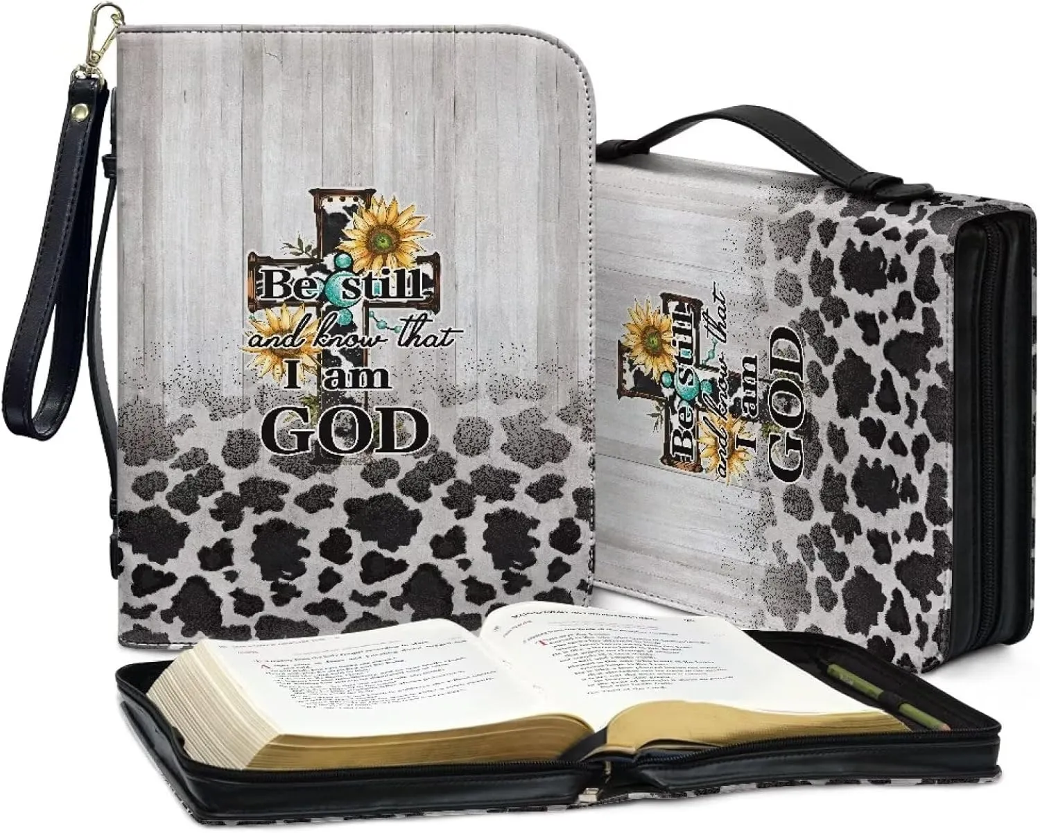 Bible Cover Carrying Book Case Church Bag Bible Protective with Handle and Ribbon Gift for Lady Men L-2XL