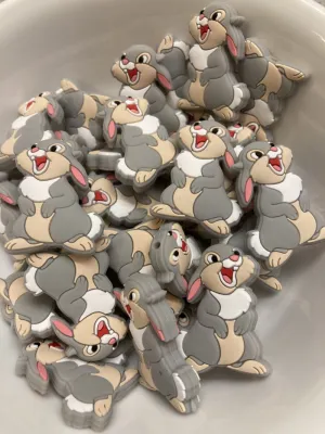 Big Footed Bunny Silicone Focal Beads, Character Focal Beads
