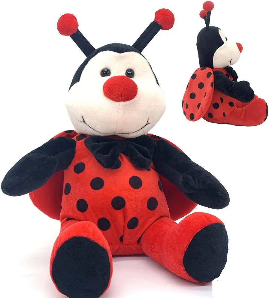 Big Size Ladybug Stuffed Animal Plush Ladybird Beetle Soft Insect Cuddly Lady Bug Toy with Red Wings and Black Bow, Bee Friend ,Great Present for Toddlers & Kids, Large