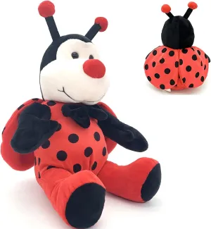 Big Size Ladybug Stuffed Animal Plush Ladybird Beetle Soft Insect Cuddly Lady Bug Toy with Red Wings and Black Bow, Bee Friend ,Great Present for Toddlers & Kids, Large