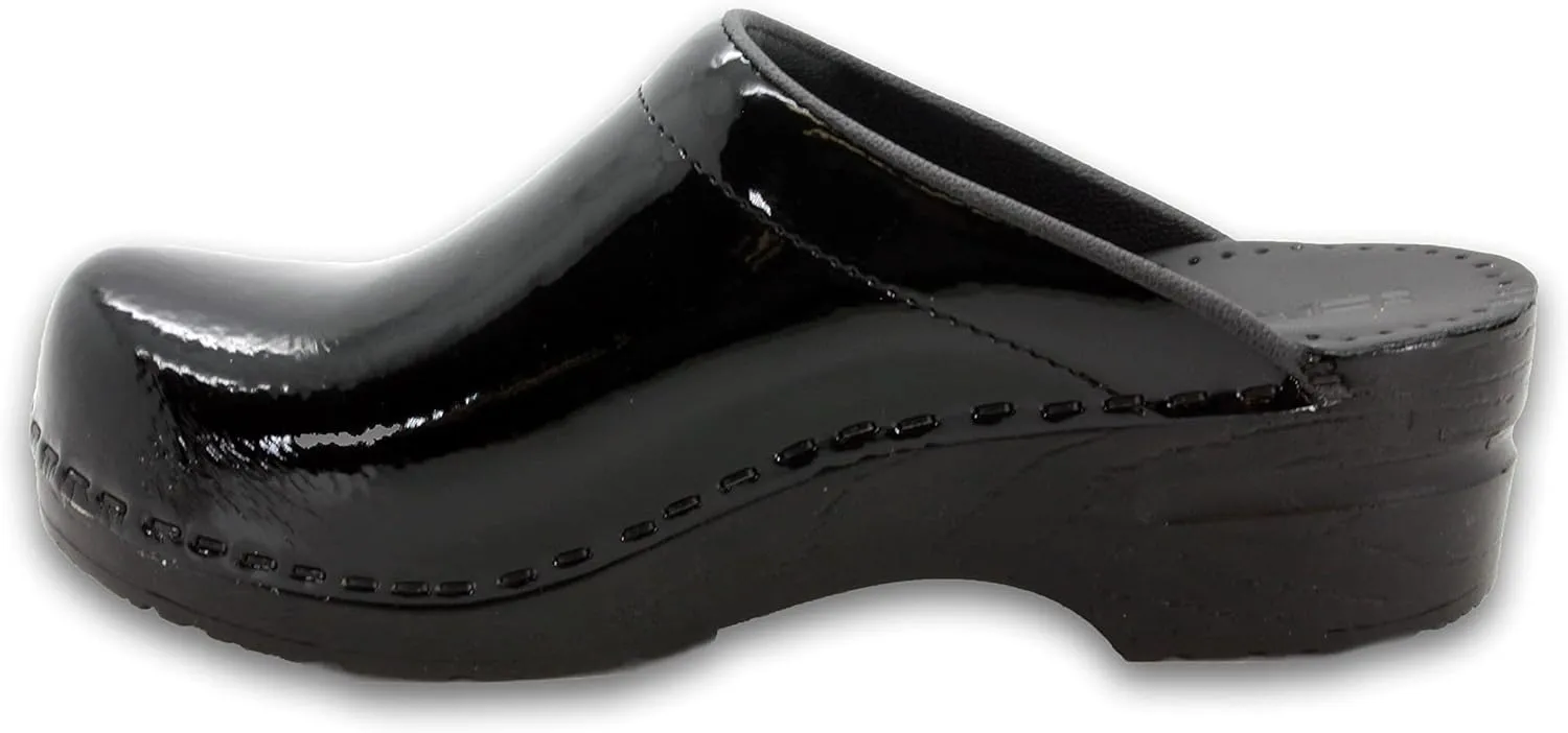 Bjork Women's PU Open Back Leather Clogs