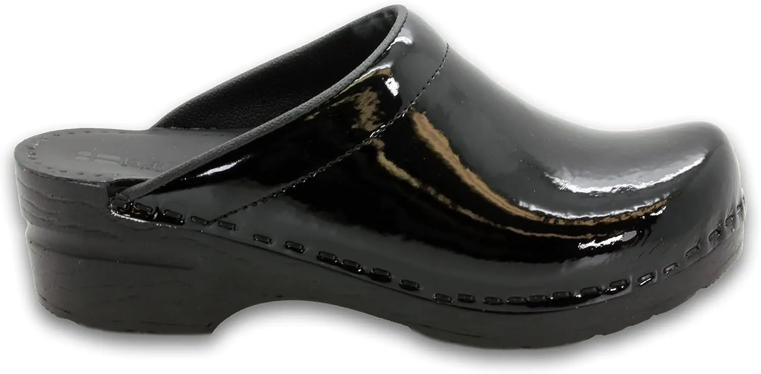 Bjork Women's PU Open Back Leather Clogs