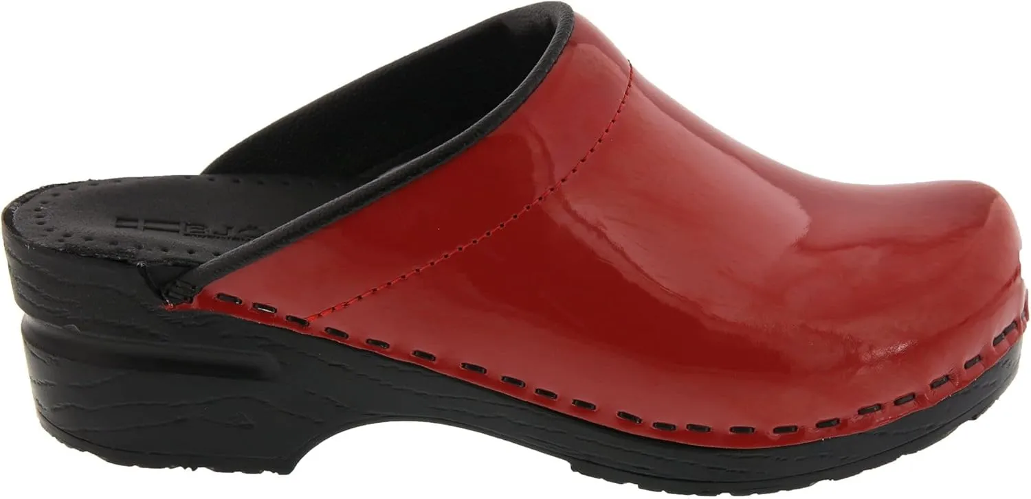 Bjork Women's PU Open Back Leather Clogs