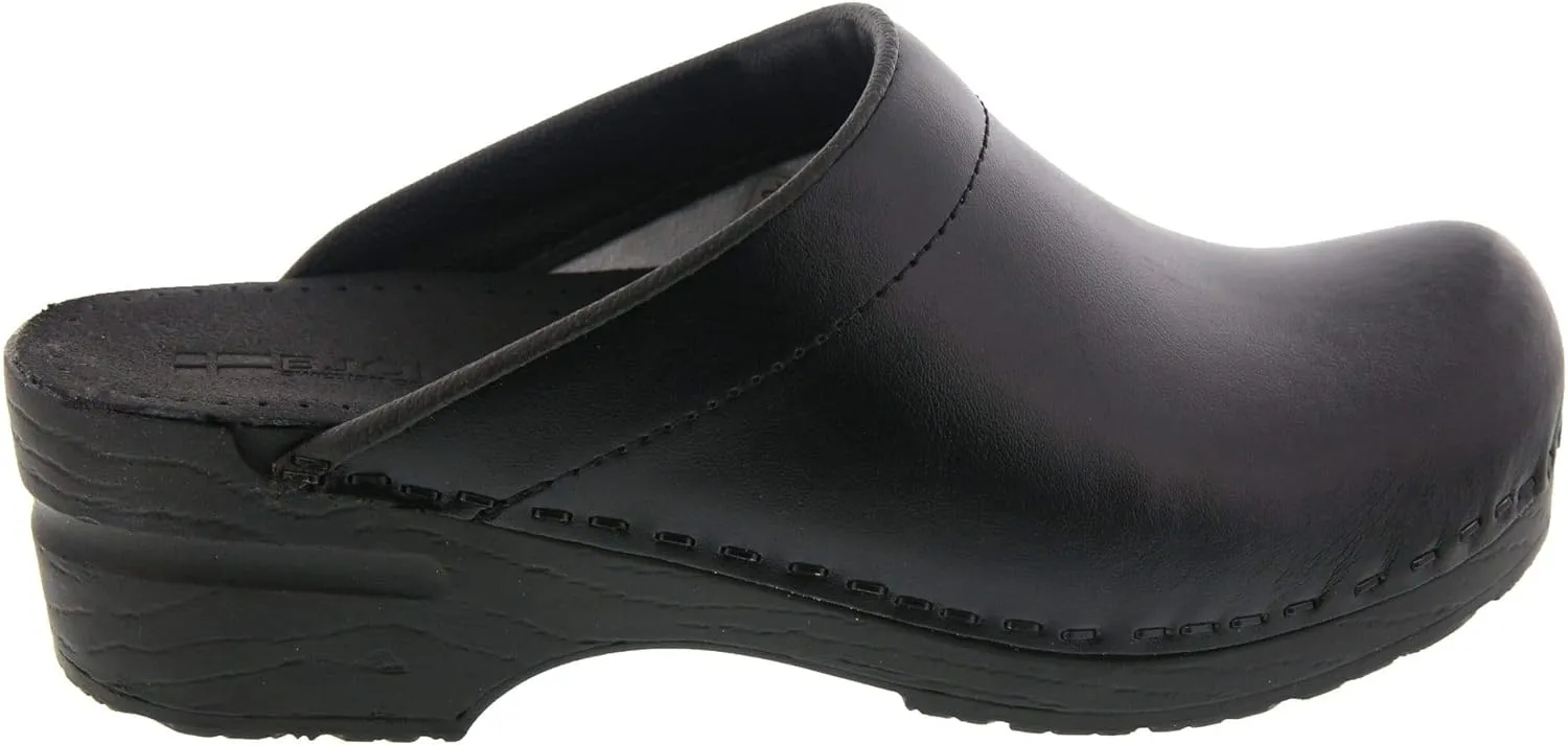 Bjork Women's PU Open Back Leather Clogs