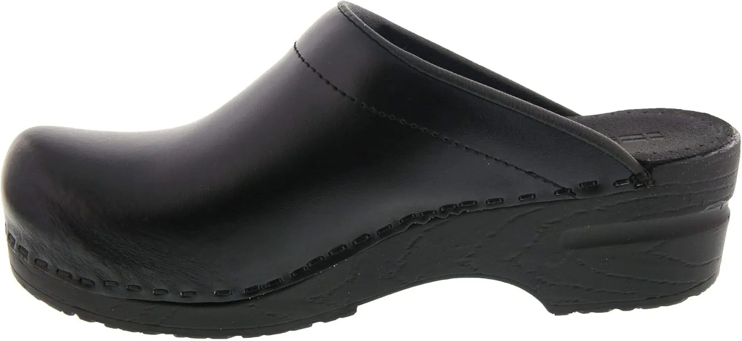 Bjork Women's PU Open Back Leather Clogs