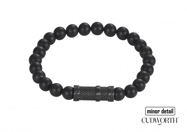 Black Agate Lattice Beaded Bracelet